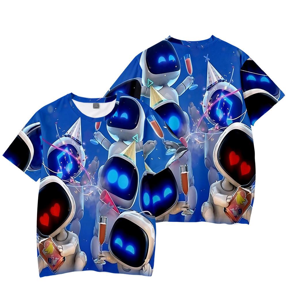 9 Farben Astro Bot Anime Damen Herren T-Shirts Cartoon Druck Rundhals Oversize Kurze Ärmel Mode Herrenbekleidung Streetwear