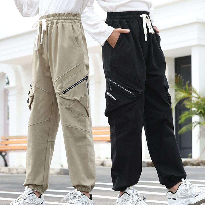 Boys' Loose-Fit 100% Cotton Work Pants: Spring/Fall Children's Casual Sports Pants