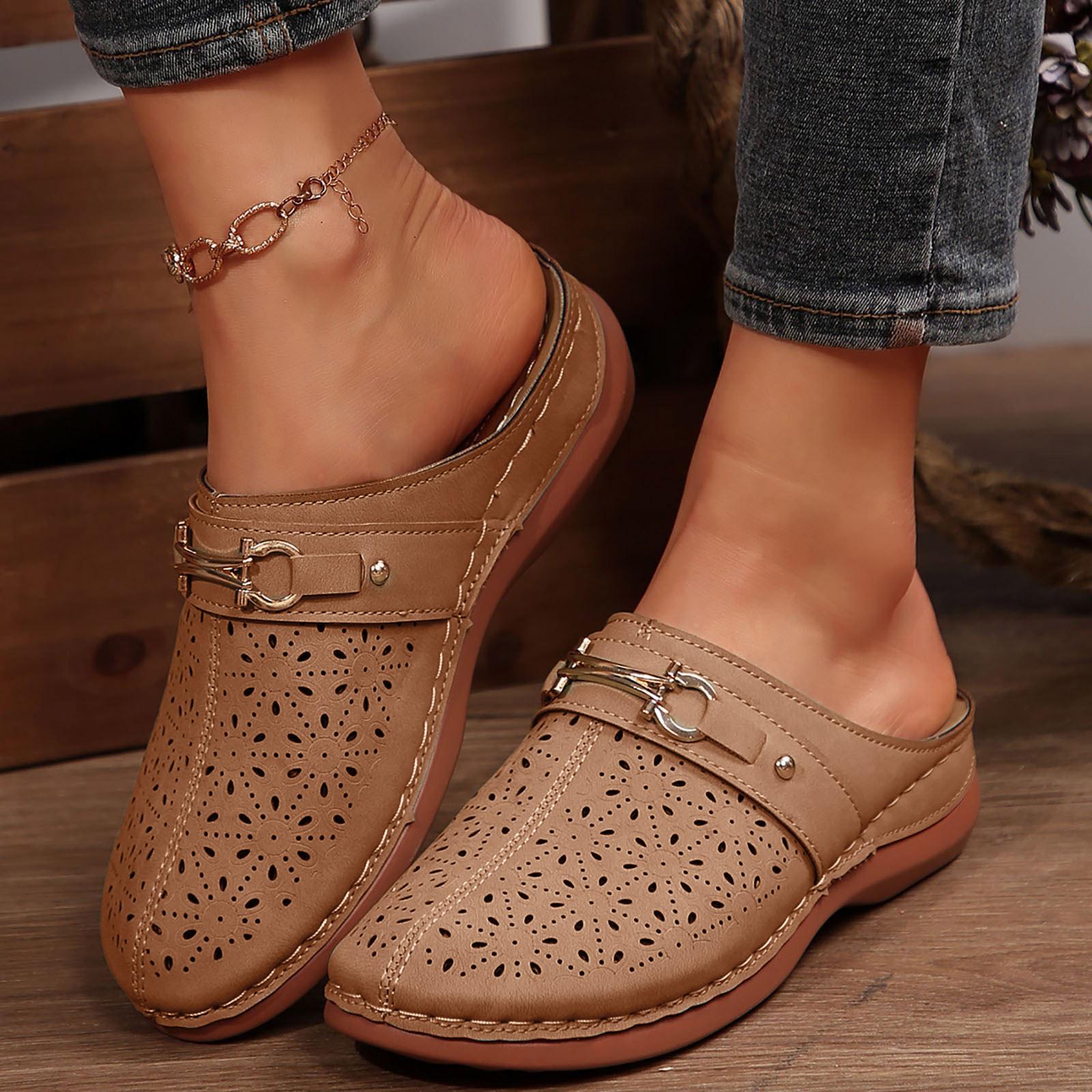 Women S Thick Soled Summer Thong Sandals Border Large Sandals With Heels For Women Wide Width Close Toe Sandals For Women Dressy 36 коричневый