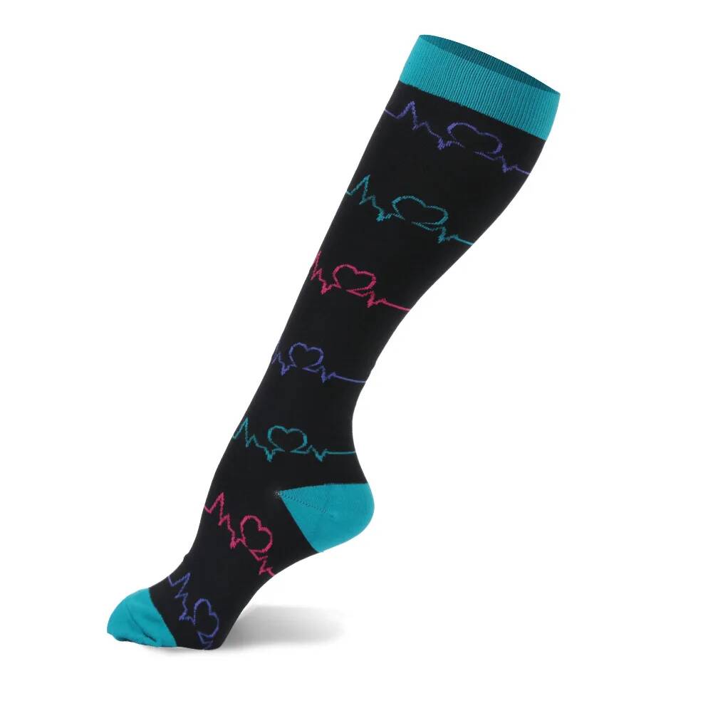 Men Women Ecg Wave Compression Sport Socks Running Socks Compress Stockings Pressure Nylon Long Varicose Veins High Socks
