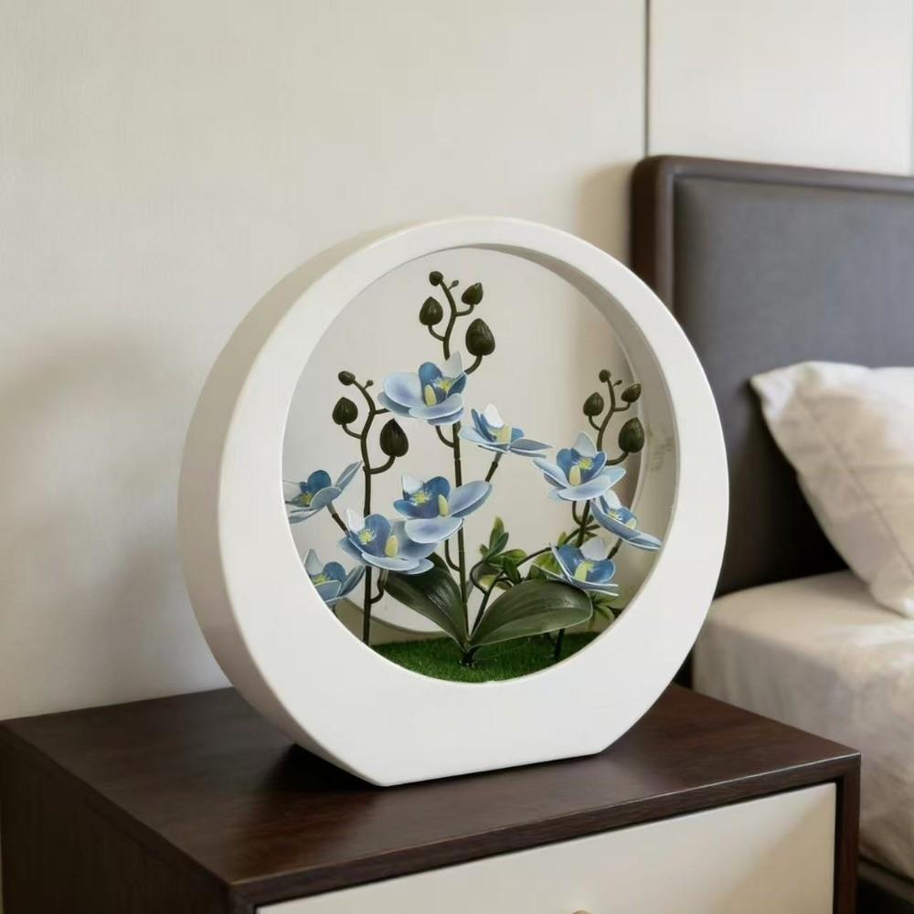 Ornamente Künstliche Orchidee Topfpflanze Dekorative Florale Kunst Mondform Orchidee Topfpflanze Heimdekoration Künstliche Blütendekoration