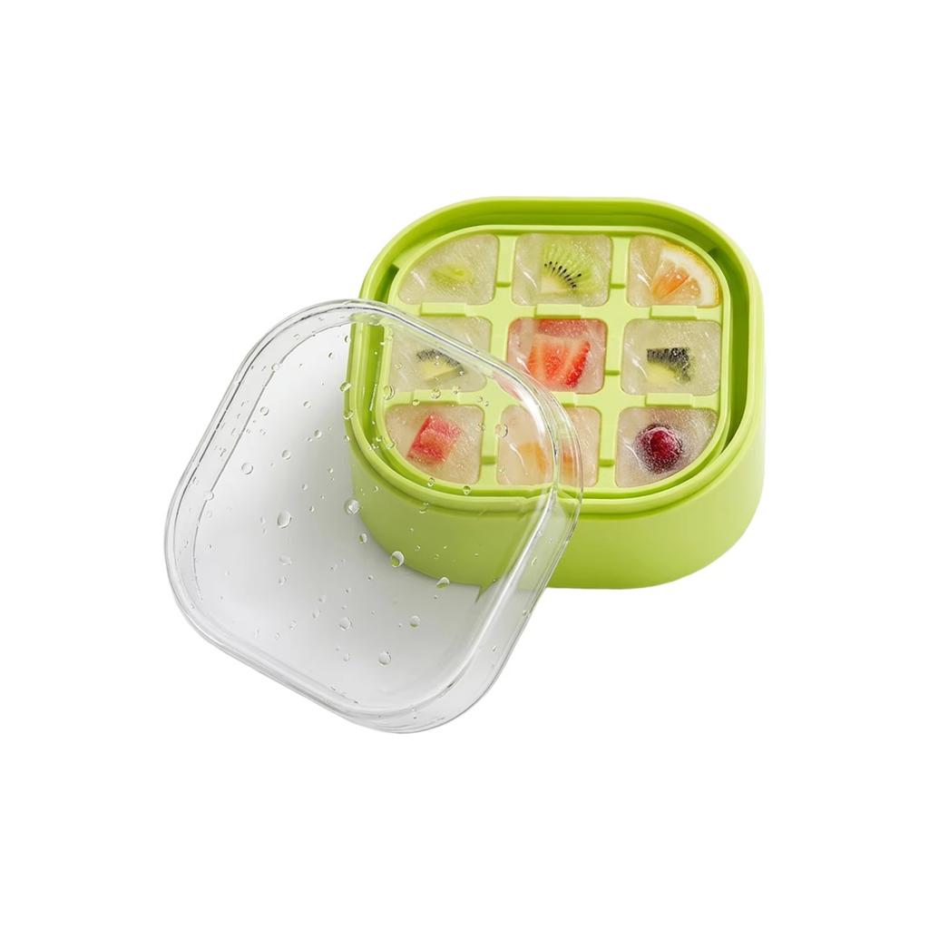 Mini Household Ice Cube Tray with Press Button Quick Release 9 Compartment Mold for Freezing Ice Cubes Easy to Use Durable Plastic Material
