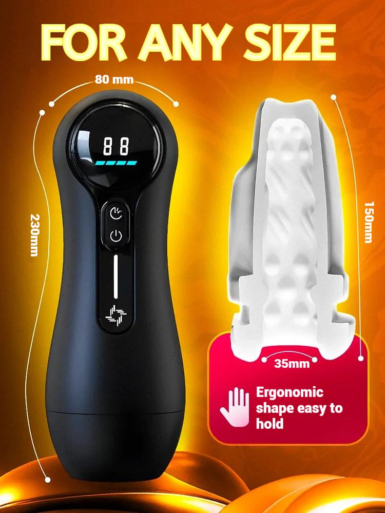 Automatic Male Sucking Masturbator LCD Display Masturbation Cup With 9 Vibrating Mode Pocket Pussy Adult Sex Toys for Man