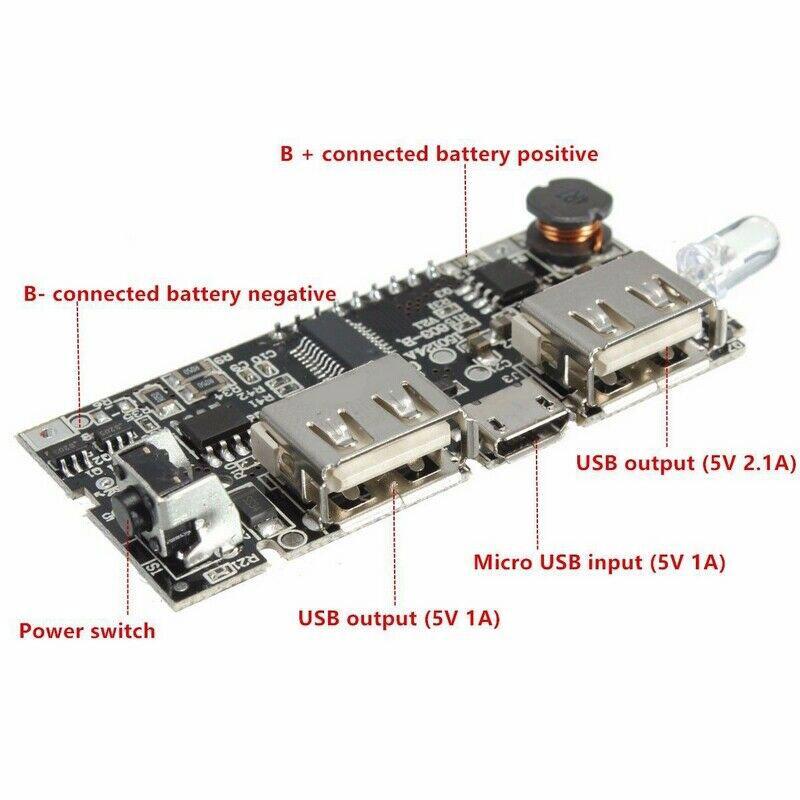 Dual USB Digital Display 5V 1A/2.1A Mobile Power Bank Battery Charger Module Board