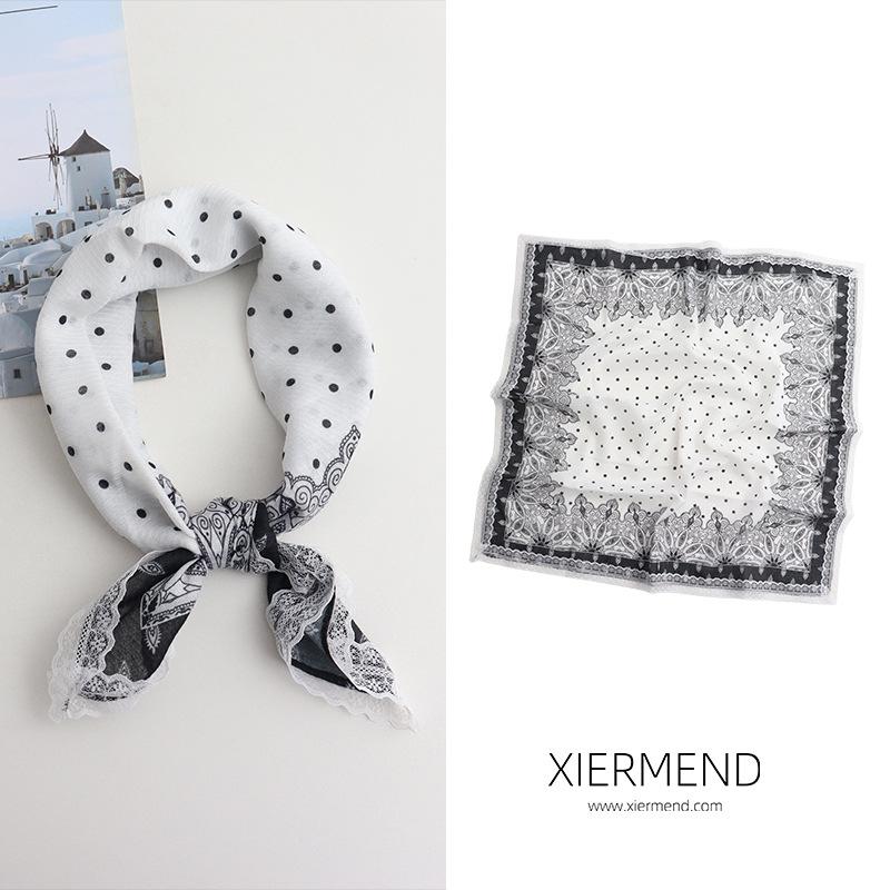 60 Pastel Polka Dot Scarf: Women's Square Bowknot Headscarf & Headband.