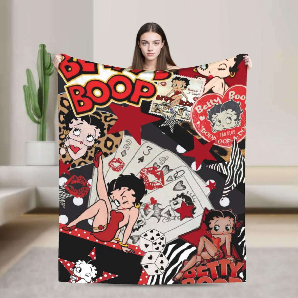 B-Bettys Boops Warm Blanket Kids Plush Throw Blanket Aesthetic Couch Chair Flannel Bedspread Sofa Bed Cover