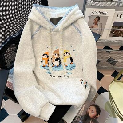 Sweat-shirt pour Femmes Oversize à Capuche Molleton Épaissi Ample Décontracté Pull Manches Longues Hiver Haut de Sweat
