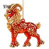 Decorative Acrylic Ornaments Goat Christmas Car Hanging Ornament, 2D Pendant with Festive Holiday String, Cute Animal Decor for Rearview Mirror, Party