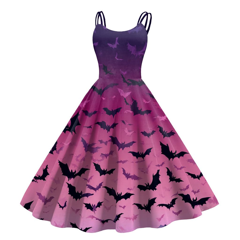 Kvinners Halloween-trykk Sexy Off-The-Shoulder Punk Vintage Kjole