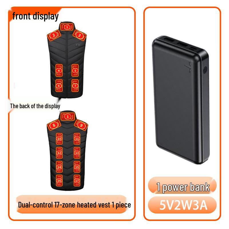 Seventeen-Zone USB Electric Heating Vest for Winter Warmth