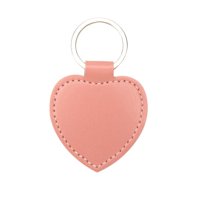 

Heart-Shaped Leather Keychain: Stylish Business Car Key Ring & Logo-Printable Bag Accessory.