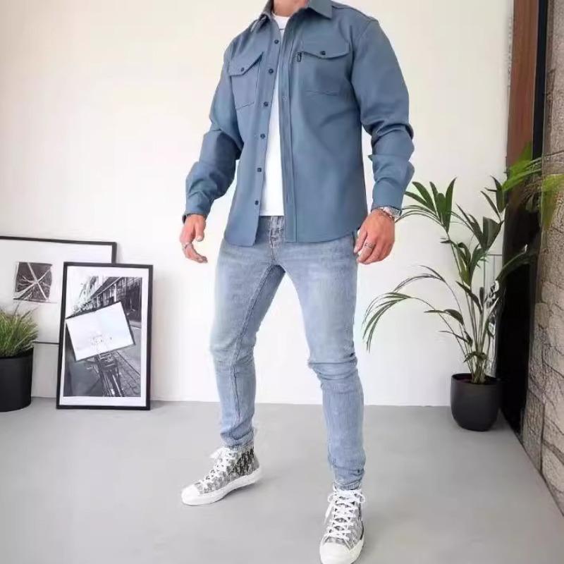 

Men s Casual Shirt for Young Men. XXXL озеро синий