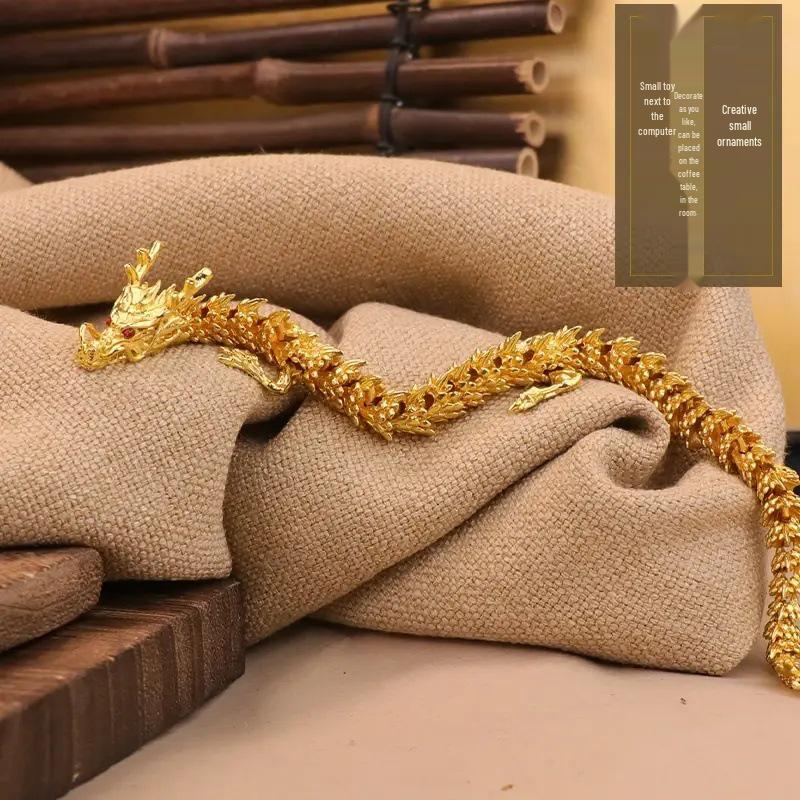 Alloy Five-Claw Golden Dragon Desktop Ornament - Free Shipping