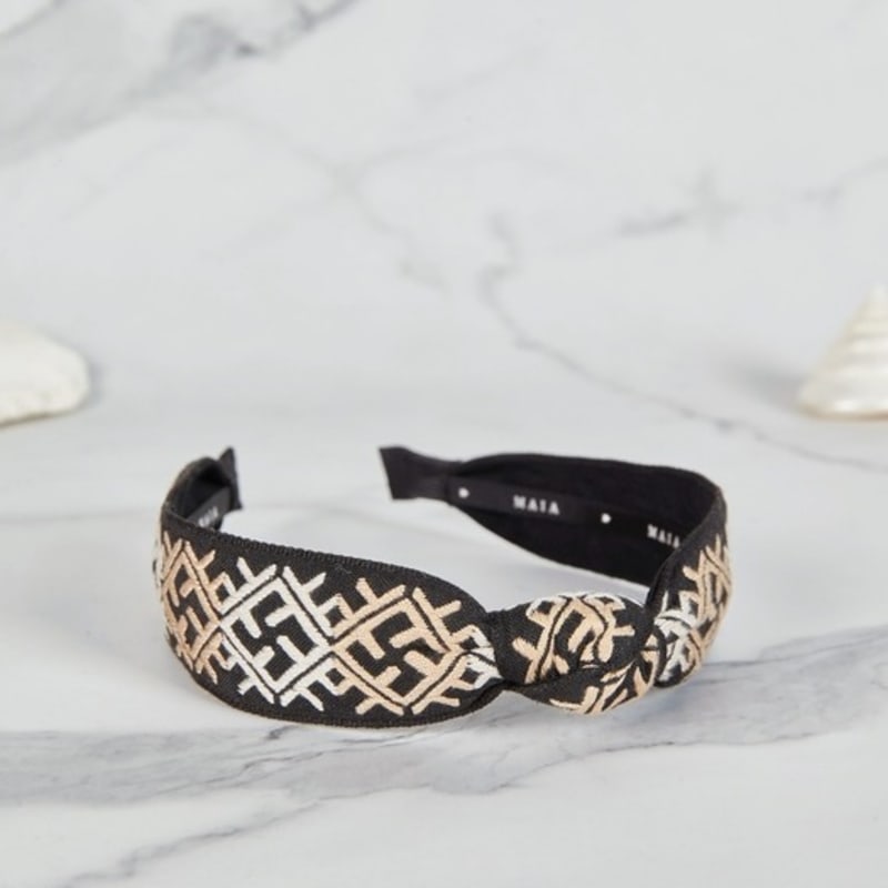 MAIA Pattern Jacquard Hairband - Beige