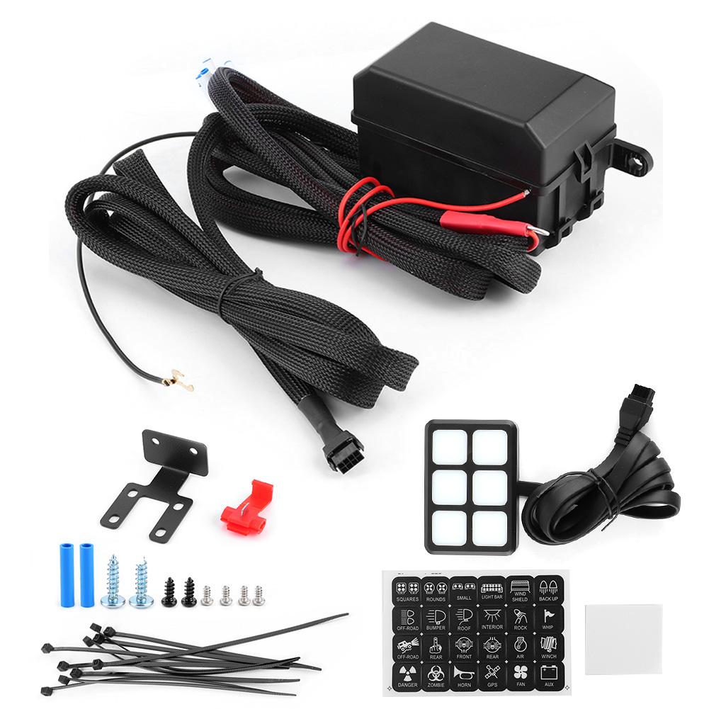 

Панель переключателей на 6 клавиш Электронная релейная система Водонепроницаемая коробка управления цепями Комплект жгута проводов с предохранителями f