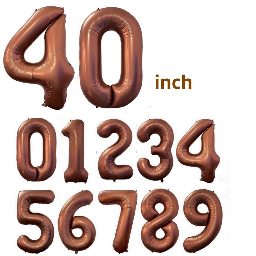 40 Inch Beige Cream Caramel Chocolate Color Retro Number Balloon 123456789 for Baby Shower Birthday Party Wedding Decoration