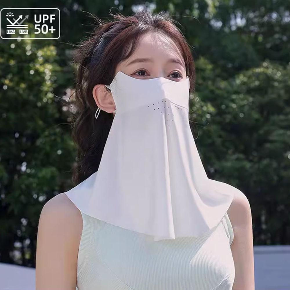

Летняя солнцезащитная маска с УФ-защитой, шарф для лица, велосипедный солнцезащитный крем, маска из ледяного шелка, маска для лица, накидка на шею, Дышащая бесследная тонкая белый