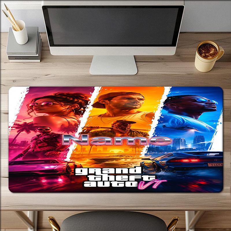 Custom Name Gta Theme Mouse Pad Non Slip Rubber Base Multifunctional Office Home Decor Perfect For Workspace Personalization