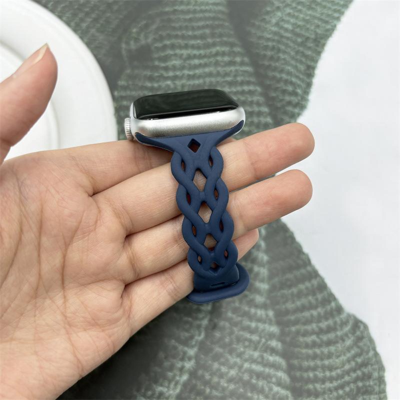 For Applewatch10 Apple Watch with iwatch9876SE Hollow Breathable Twist Silicone Sports