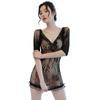 Sexy underwear lace shoulder hollow rose hip skirt mesh stockings large size sexy pajamas