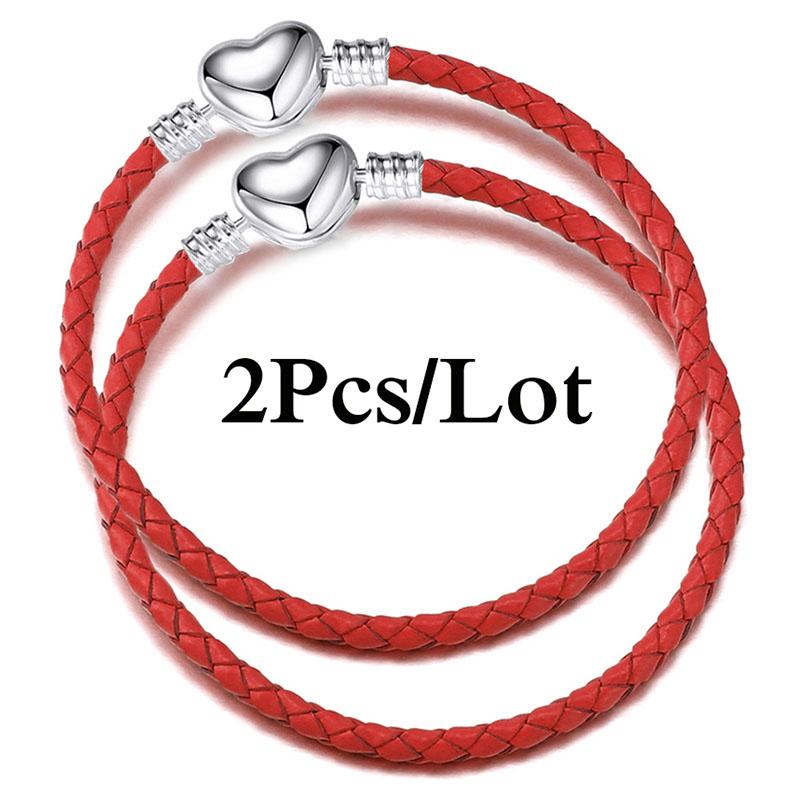 2 szt./partia Specjalna Oferta Skórzane Bransoletki Łańcuszkowe Pasują do Ręcznie Robionych Koralików Bransoletki z Charmsami Dla Par Pulsera Biżuteria Dla Kobiet Mężczyzn Hurtownia
