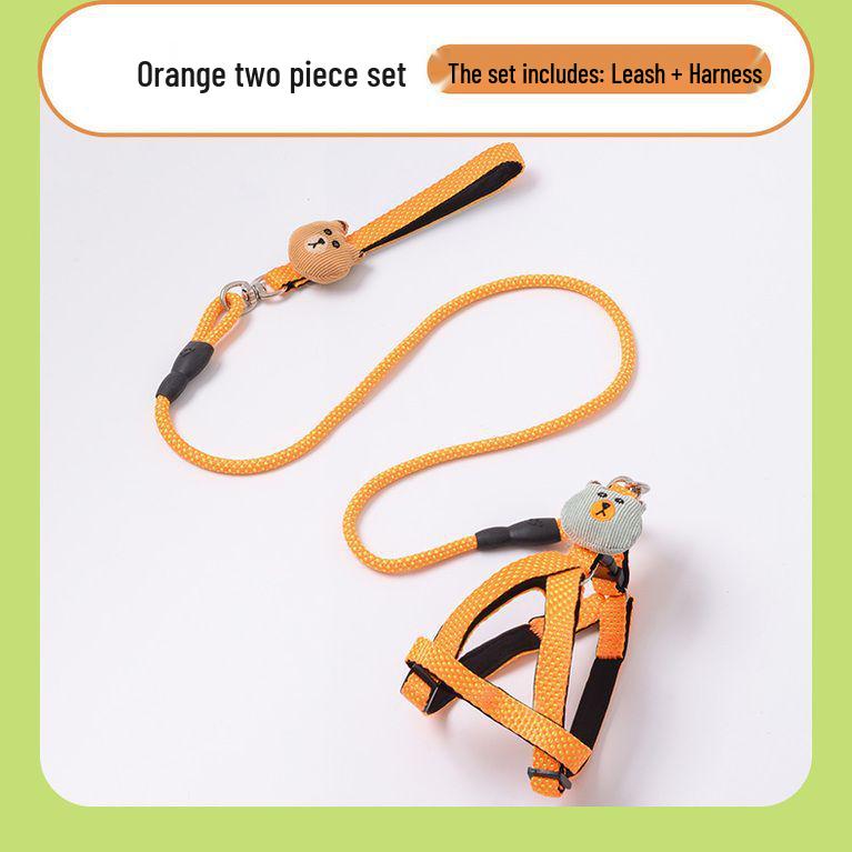 Bear Style Adjustable Breakaway Dog Leash Collar for Small Dogs - Anti-Explosion Double-Layer Design