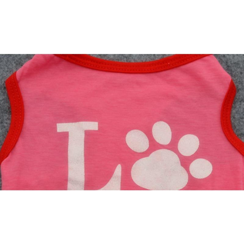 Pet Puppy Summer Thin Vest, Cute Pink Love Footprint Vest, Cool and Breathable