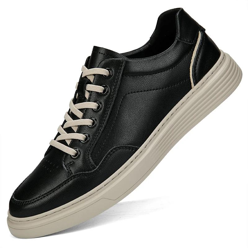 New Breathable Mens Shoes Fashion Hollow Out Walking Sneakers Comfy Outdoor Italian Genuine Leather Casual Shoes Skateboard Shoe