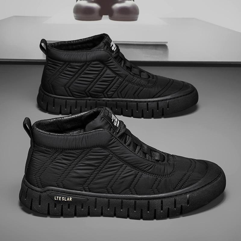 Winter Daunen dick warm Daunentuch Baumwollschuhe dicke Sohle Outdoor Herrenschuhe mittelhoch Martin Stiefel trendige Arbeitsschuhe Herren