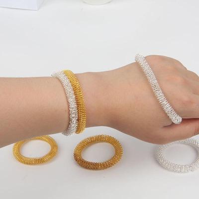 Bracciale in Acciaio a Molla: Giocattolo Massaggiagusti Oro e Argento