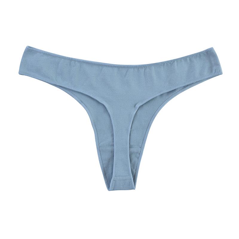 Color Sólido Europeo y Americano Sexy Tanga Bikini Ropa Interior Deportiva, Talla Grande, Algodón Puro, Una Pieza