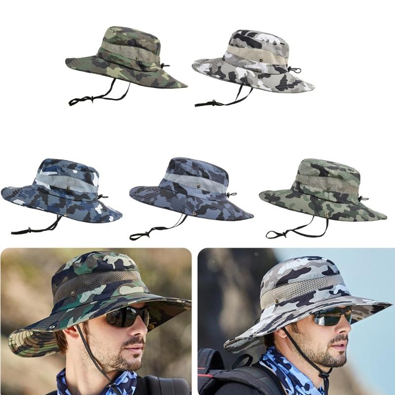 Foldable Bucket Hat for Adult Teenagers Wide Brim Foldable Fisherman Hat Spring Summer Anti-uv Hat Camouflage Design