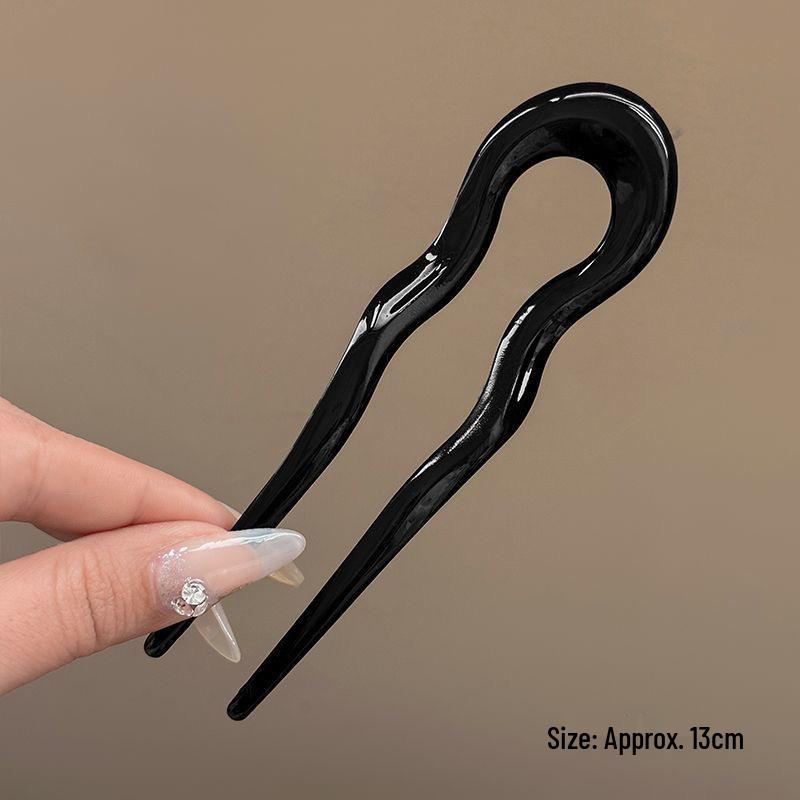 Elegant U-shaped Acrylic Hairpin for Women's Bun - New Chinese Style