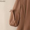 ZANZEA Women Daily Casual Round Neck 3/4 Sleeve Elegant Dress