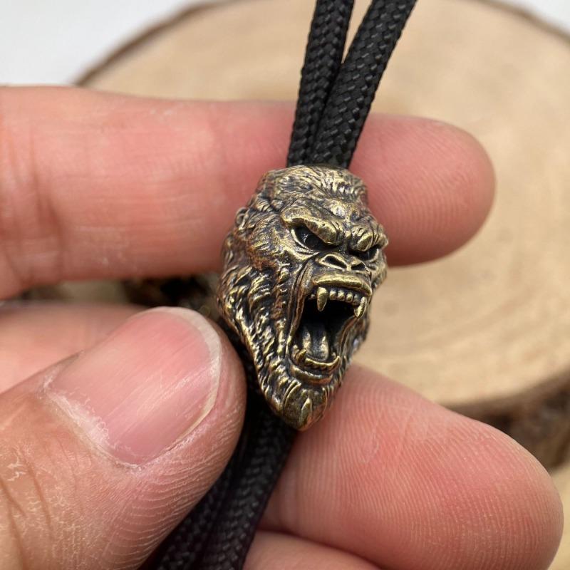 Roaring Gorilla Brass Knife Bead EDC Outdoor DIY Accessories Woven Lanyard Pendant Jewelry Punk Bracelet Charms