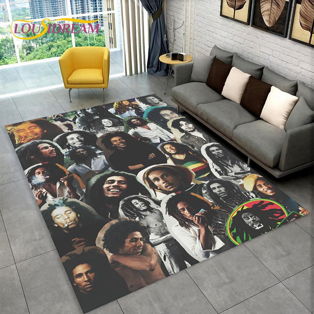 Bob Marley Reggae Music Maple Leaf Jamaican Area Rug,Carpet Rug for Living Room Bedroom Sofa Doormat Decor,Non-slip Floor Mat