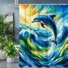 Dolphin Bathing Curtain  Bathroom Shower Curtain Waterproof With 12 Hooks Home Deco