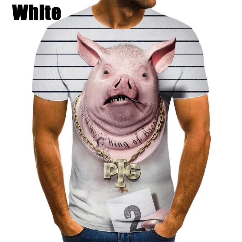 New Fashionable 3D Printed Pattern Pig T-shirt for Men's Summer Casual Short Sleeved Round Neck Plus Size Shirt for Comfort