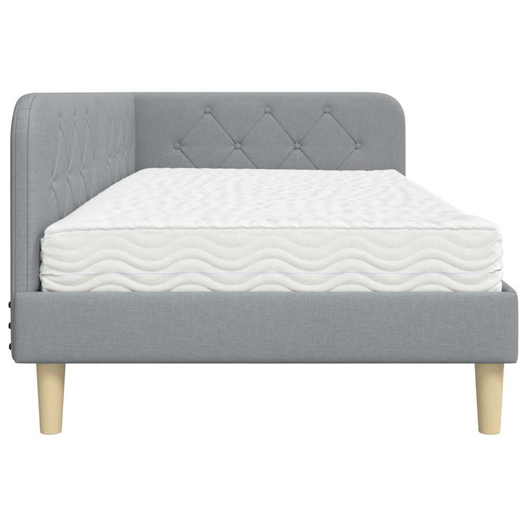 Corner Bed Frame Light Grey 90 X 190 Cm Fabric