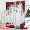 2D Flat Printing 2pcs Merry Christmas Party Curtains Holiday Christmas3 Durable Polyester Without Electricity Party Decorations