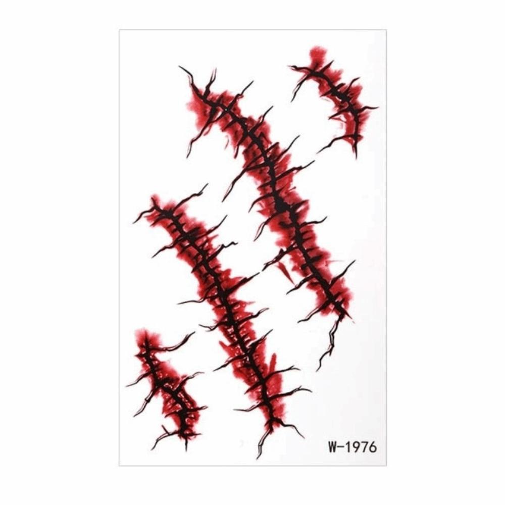 Simulated Scar Halloween Temporary Tattoo Sticker Waterproof Body Art Decal  Halloween Day Party