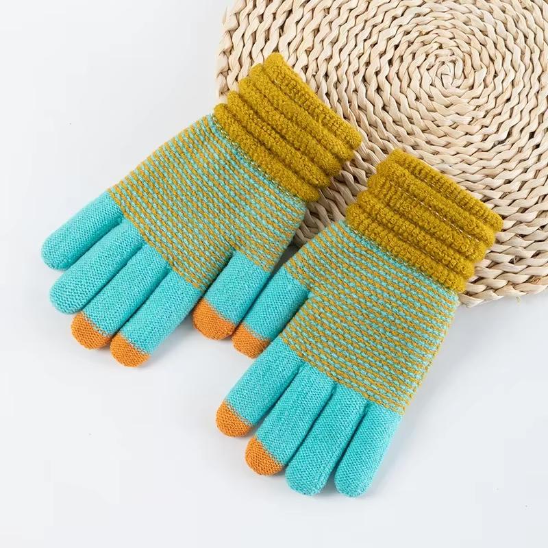 

Autumn and Winter Women Knitted Gloves Touch Screen Ski Gloves Warm Faionable Mitten Elastied Outdoor Cycling Thickened Gloves