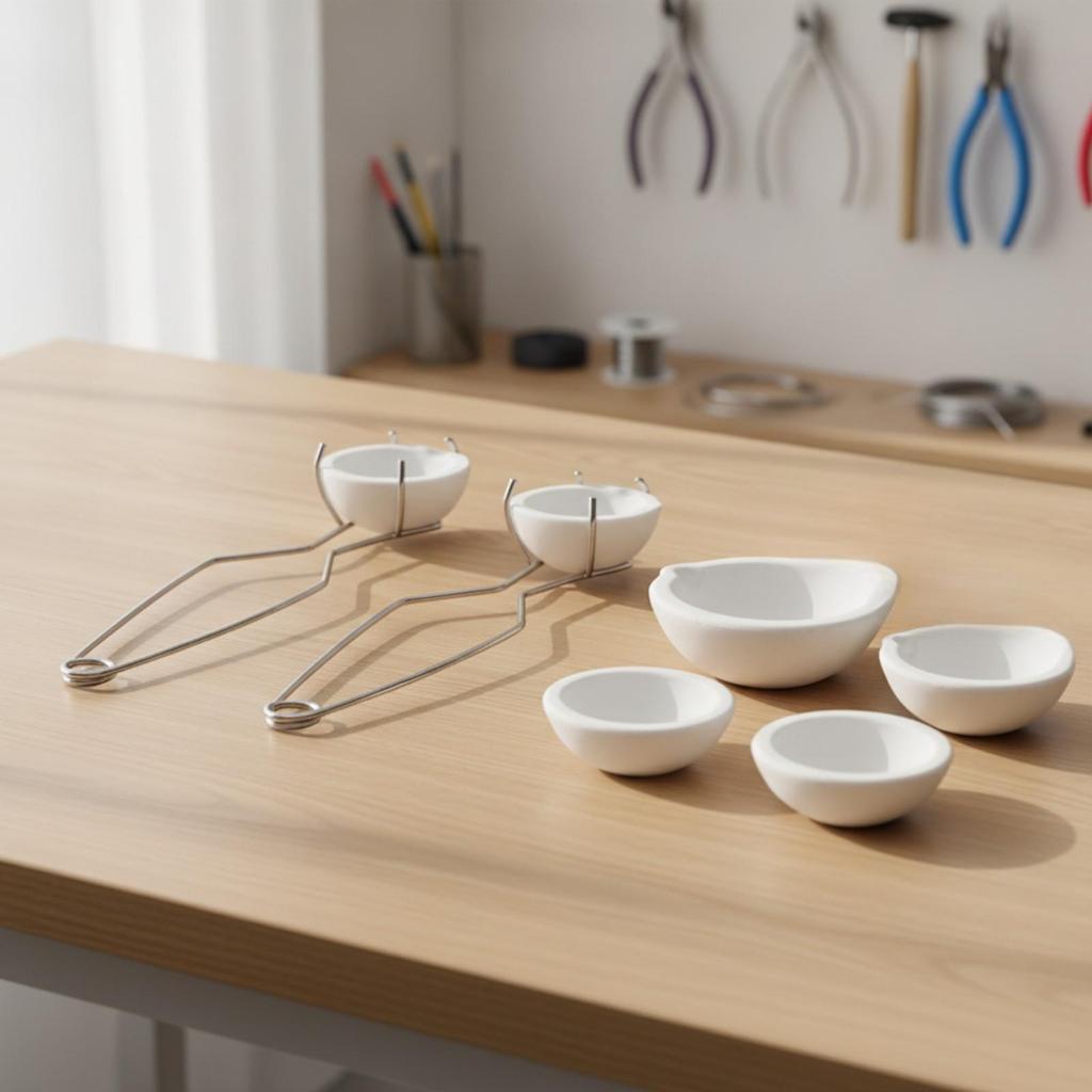 8 Pieces Crucible Set with Tongs Complete Porcelain Melting Dish Heavy Duty
