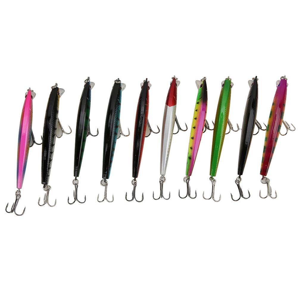 10Pcs Hard Bait Lures Durable Plastic with Hooks Fishing Tackle Accessories 8.5g 9.5cm