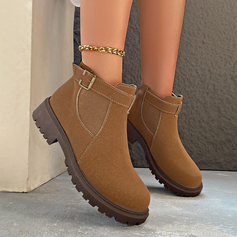 Large size fashion new leopard print short tube suede middle heel elastic mouth women's fashion Martin boots