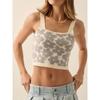 Damen Quadratischer Ausschnitt Breite Träger Floral Kurzweste Ärmellos Blumenverziertes Top