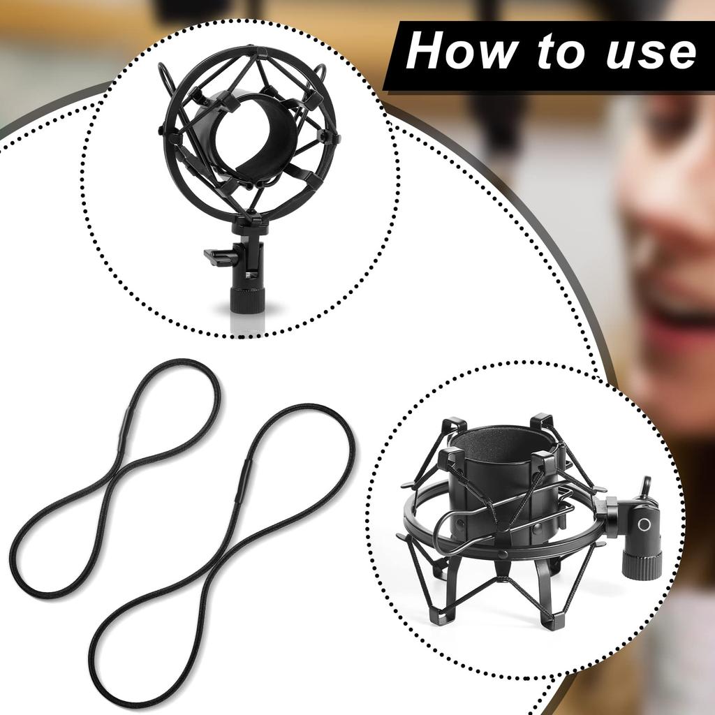 8pcs Black Universal Rubber Band Replacement Microphone Shock Mount Rubber Ring Shock Mount Holder Clamp Clip for Microphone Shock Mount Microphone