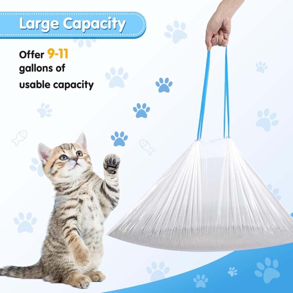 Drawstring Bags for Litter Box and Pet Waste - Small Roll of 15 Bags