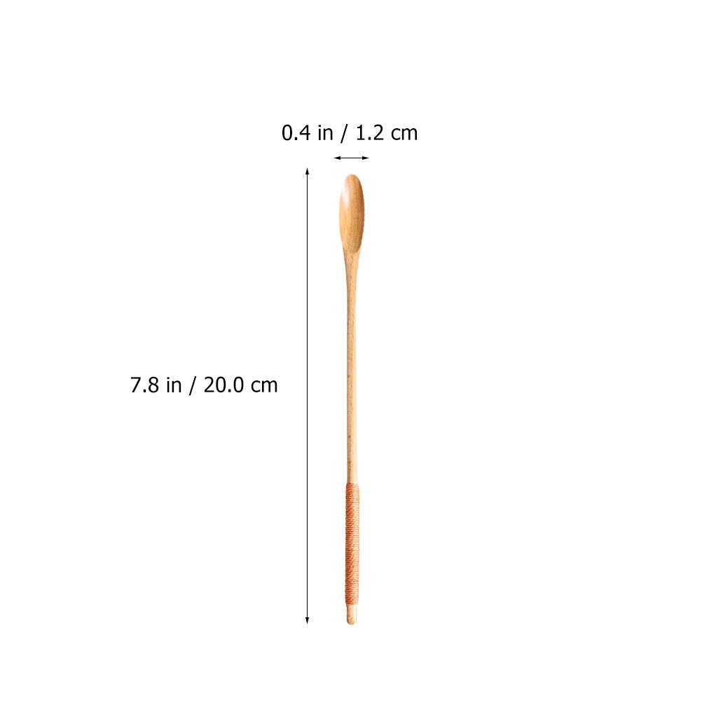 

5Pcs Wooden Coffee Honey Mixing Spoons Smooth Surface Long Handle Design for Easy Extraction from Jars Viscous хаки