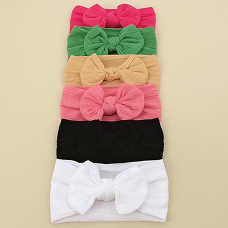 6-color combination set, baby bow fontanelle, baby headband, newborn headscarf, children's nylon headband.